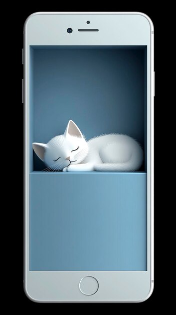 a white cat sleeping in a blue box