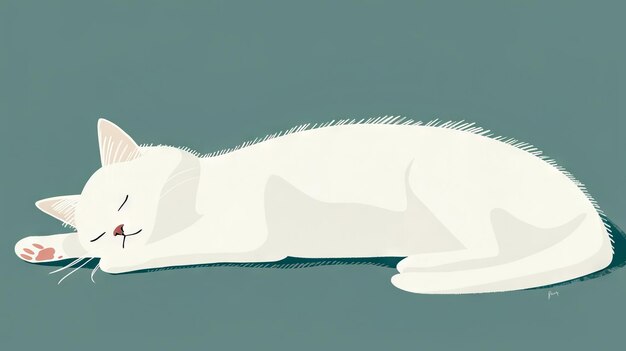 Photo a white cat sleeping on the ground