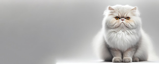 A white cat with a red nose sits on a white surface.