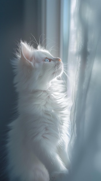 Photo a white cat with a white fur that says  whiskers