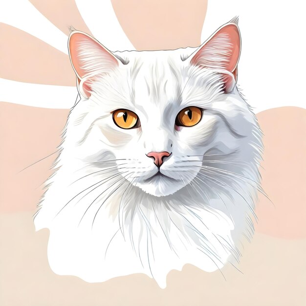 Photo a white cat with yellow eyes and a pink background