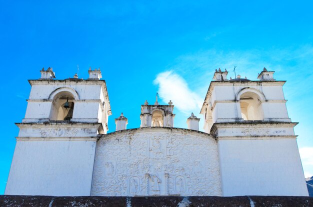 White Catholic church in rural Peru