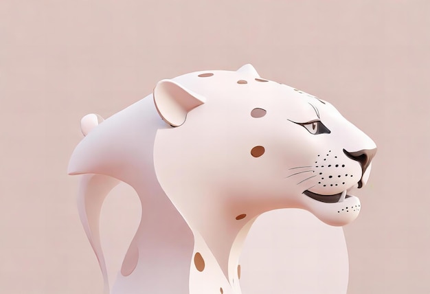 Photo a white ceramic cat with a leopard head on its back