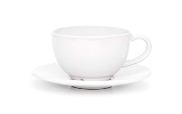 White ceramic cup or mug with a bowl isolated