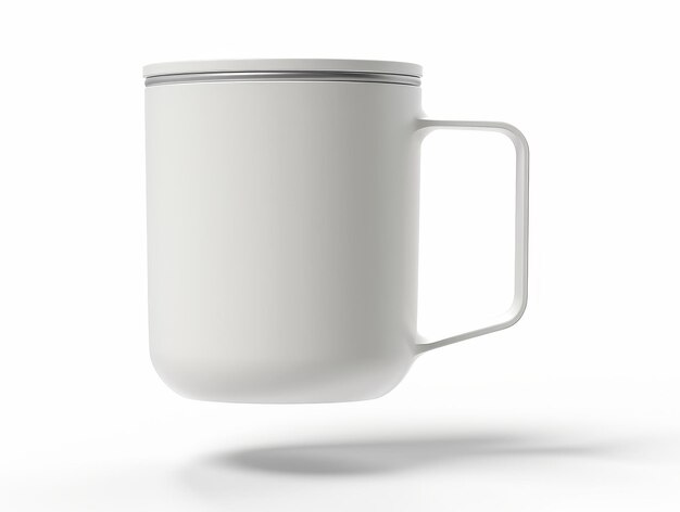 White ceramic mug with a handle isolated on a white background