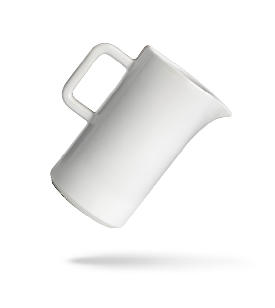 White ceramic pitcher isolated on white with clipping path