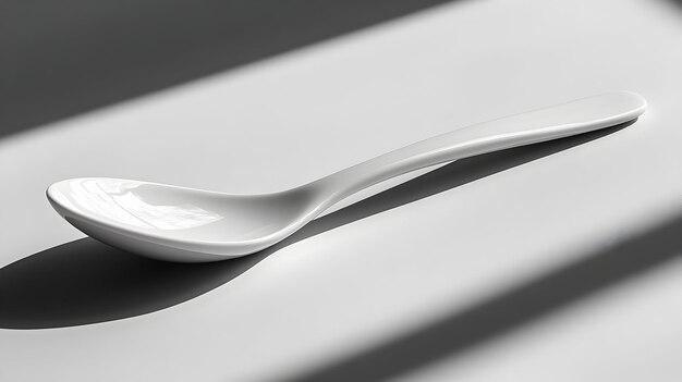 Photo white ceramic spoon on a white surface illustration