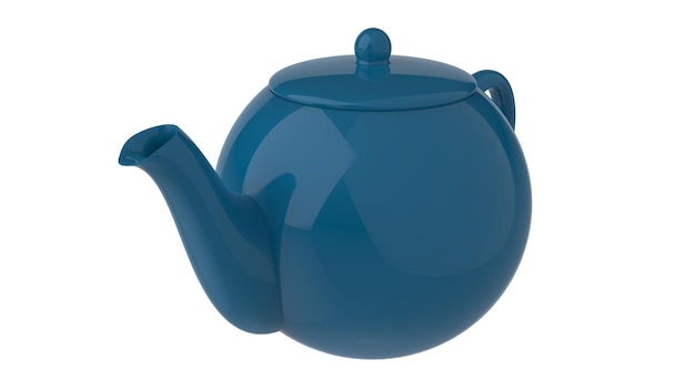 White ceramic teapot for drinking tea 3d render illustration