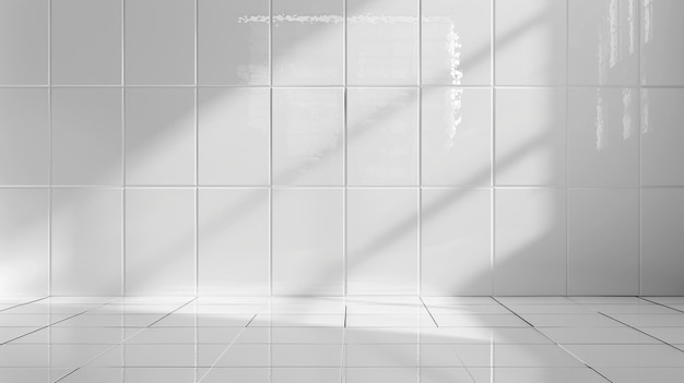 White Ceramic Tile Backdrop in Room Interior