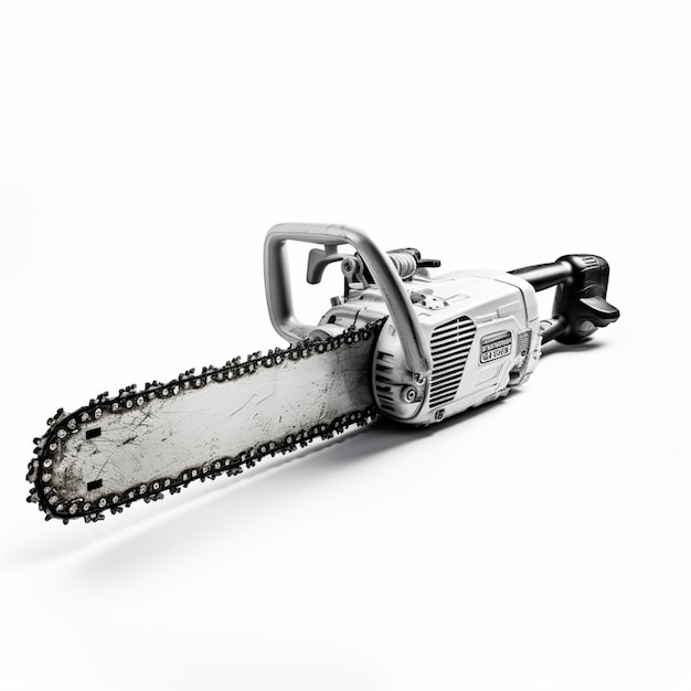 white chainsaw on a white background