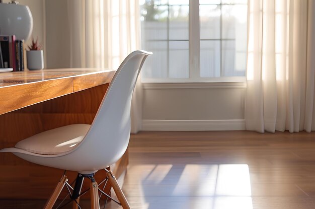 White chair sitting on a table