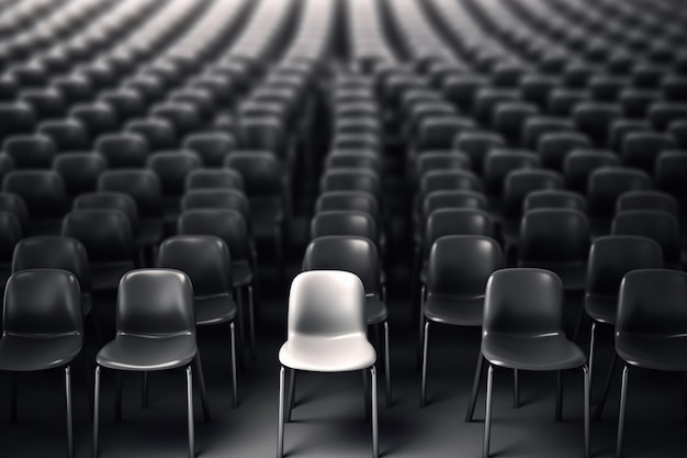 white chair standing out from the crowd Business concept