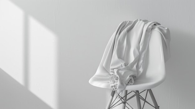 a white chair with a shirt on it that says quot no one is on the back of it quot