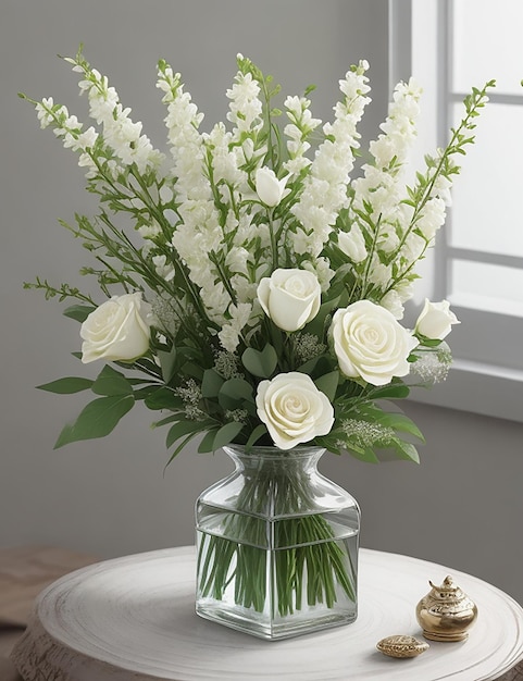 white Chameli warm flowers white Chameli flowers in flower vase AI generated