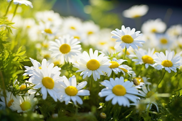 White chamomile flowers