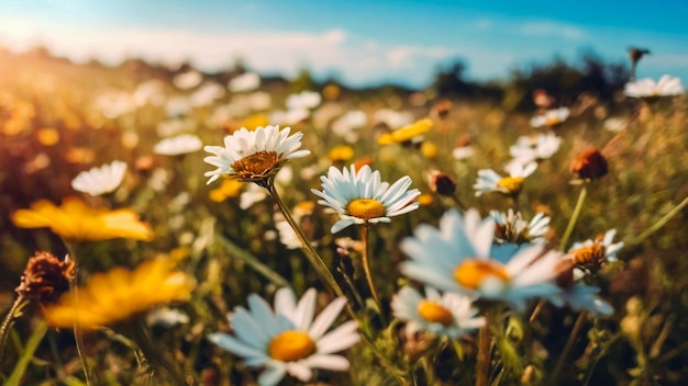 White Chamomile with sunlight