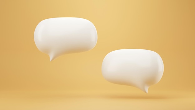 White Chat speech bubble talking 3D Rendering