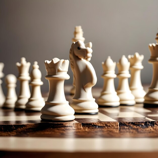 Photo a white chess board with a white chess piece on it