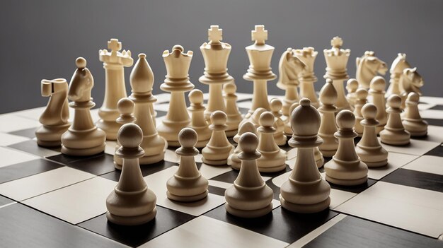 Photo white chessboard with all pieces in place