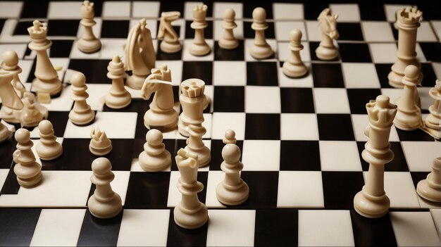 Photo white chessboard with all pieces in place