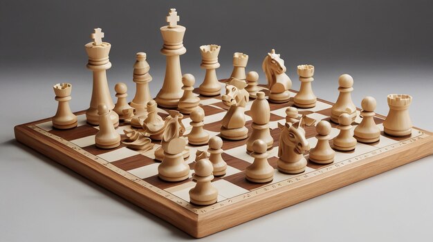 Photo white chessboard with all pieces in place