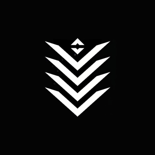 Photo white chevron military rank insignia on black background