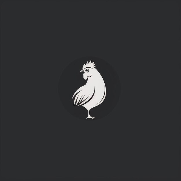 Photo a white chicken with a black background that says chicken