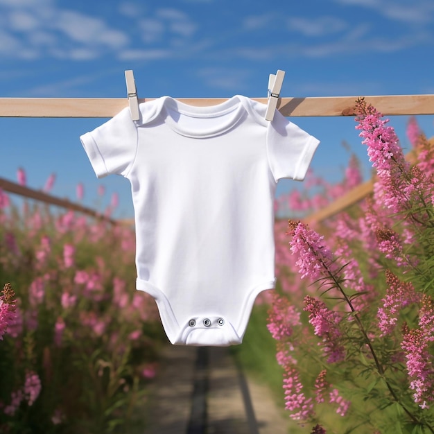 White children's clothes drying in nature