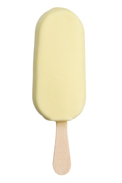 White chocolate covered ice cream on a stick icecream icecream summer isolated on white