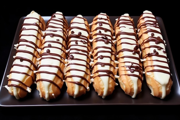 Photo white chocolate drizzled eclairs delicious eclairs sweet treat food photography