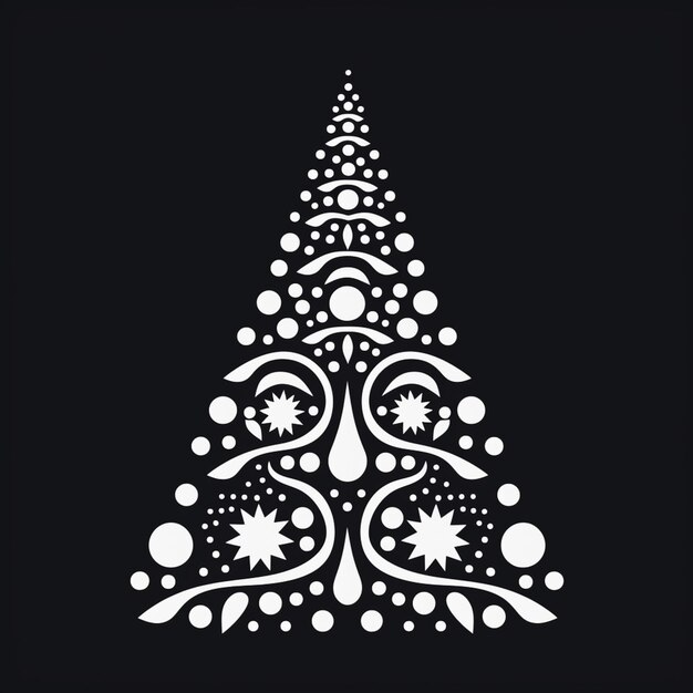 Photo a white christmas tree with ornaments on a black background generative ai