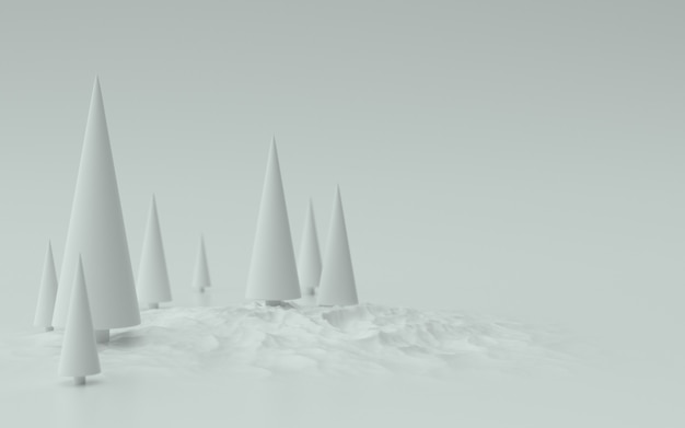 White christmas trees background 3d illustration