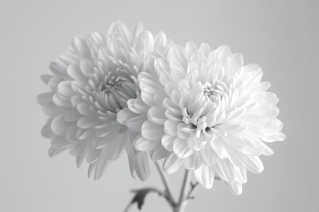 Photo white chrysanthemums in high resolution macro photograph with soft tones