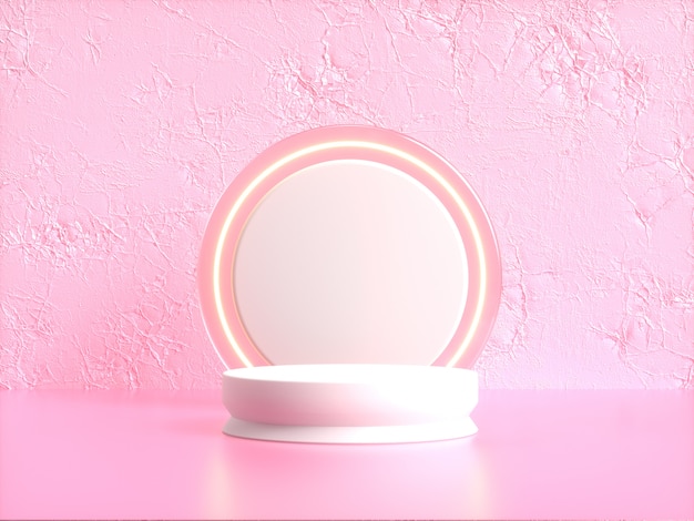 white circle blank podium 3d rendering pink scene