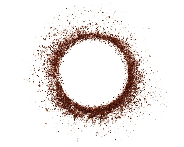 White circle of coffee powder on white