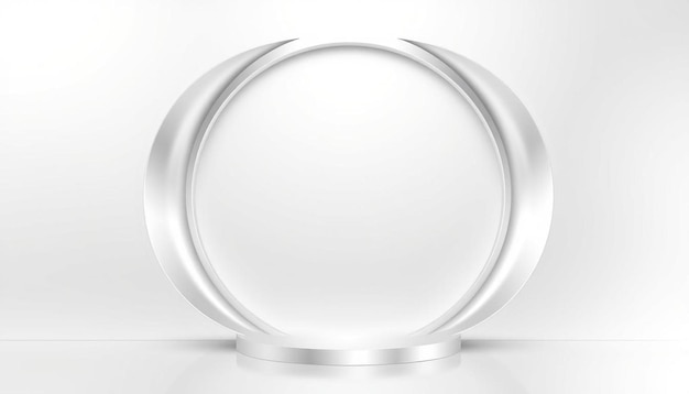 Photo a white circle with a silver frame and a white background