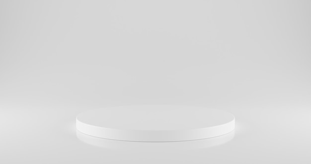 White circular podium on white background with blank space d rendering