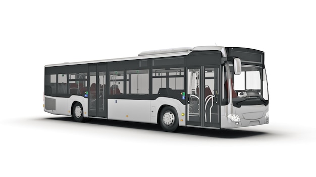 white city bus 3d rendering