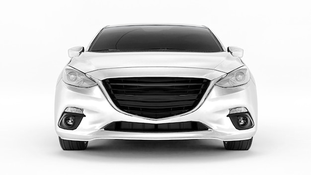 White city car with blank surface for your creative design. 3D rendering.