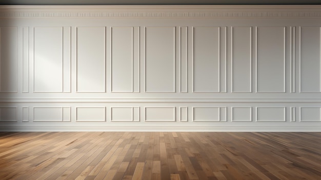 White classic wall background brown parquet floor home furniture detail