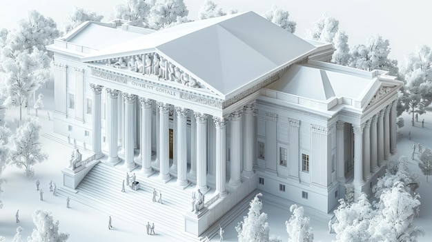 White Classical Building Architectural Design