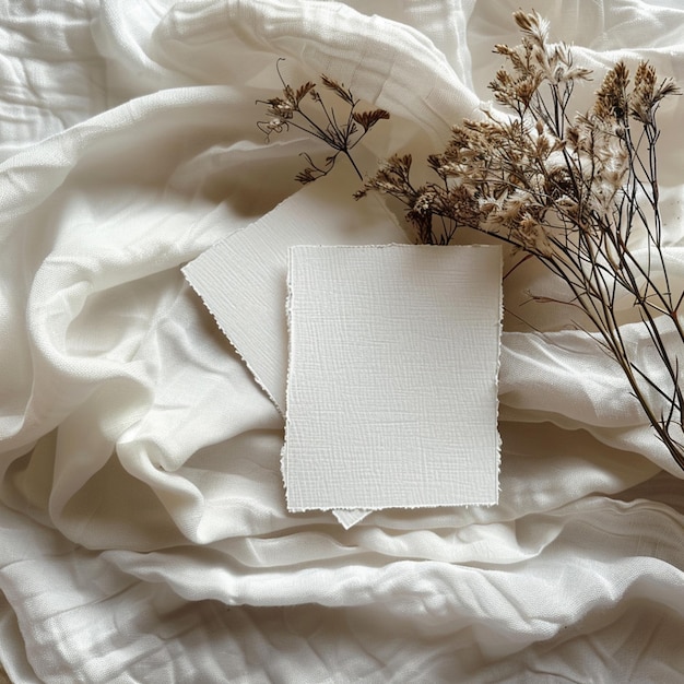 a white cloth with a flower on it and a white cloth with a white cloth on it