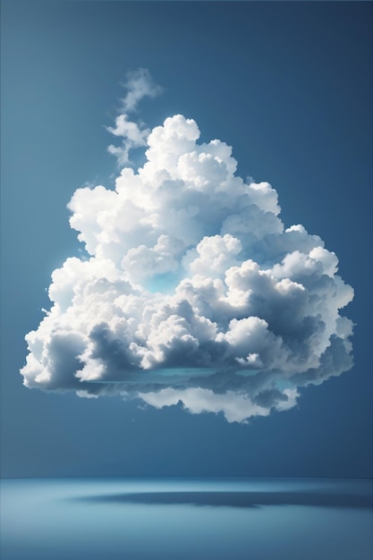 White Cloud on Blue Isolated White Cloud on a Blue Background