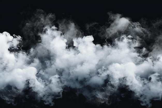 White cloud of smoke on a black background Texture fog Design element