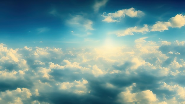 White clouds against the blue sky background