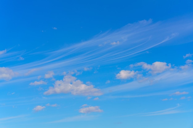 White clouds in the blue sky Beautiful natural background