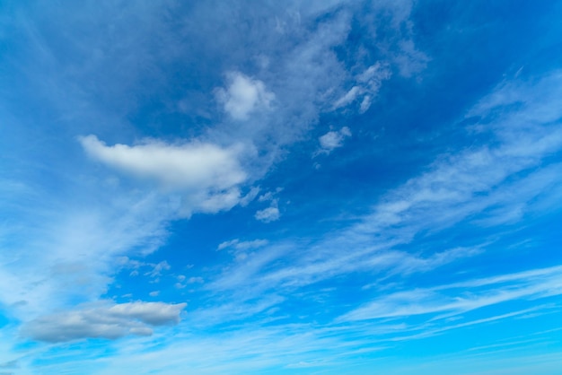 White clouds in the blue sky Beautiful natural background