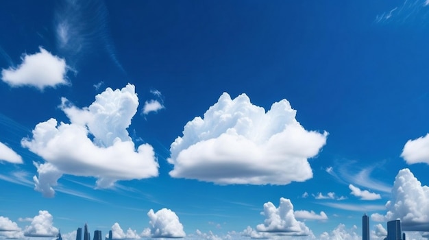 White clouds on blue sky and sea background