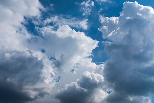 White clouds in the blue sky in summer. High quality photo