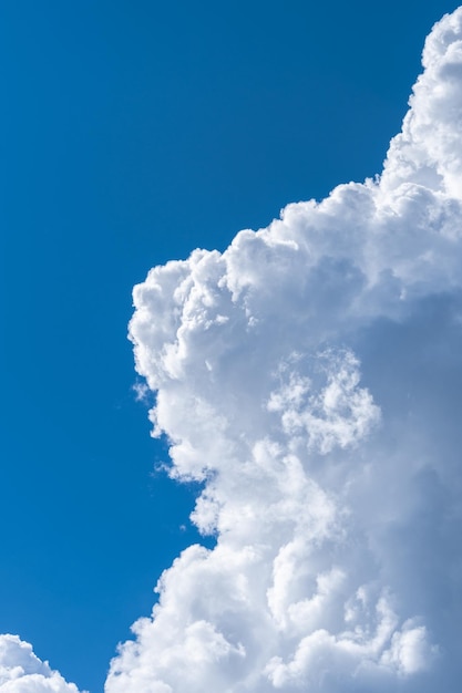 White clouds in the blue sky.